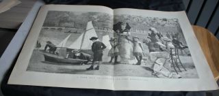 1879.  Large Antique Engraved Print - A Fine Day By The Serpentine.  The Graphic
