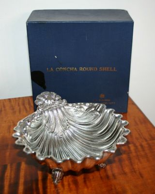 Vintage Fb Rogers Silverplate Shell Dish - Footed Silver Bowl Made In Japan Box