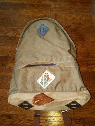 Vintage Camp Trails Brown Teardrop Canvas Leather Bottom Backpack Day Pack Rare