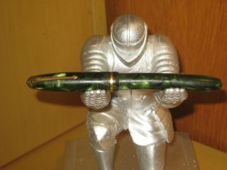 Antique Conway Stewart Green Marble Dinkie 550 Fountain Pen With 14ct Gold Nib.