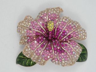 Rare Joan Rivers Elegance In Bloom Pink Hibiscus Pin Brooch Nib