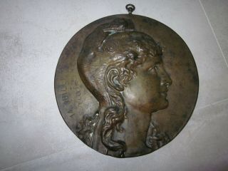 Grande Médaille Bronze Marianne Signée Rare Plaque 28 Cm Pièce Mairie