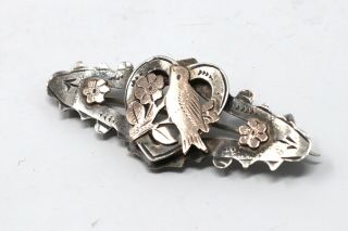 A Sublime Antique Art Deco C1920 Sterling Silver 925 & Gold Bird Brooch 26789