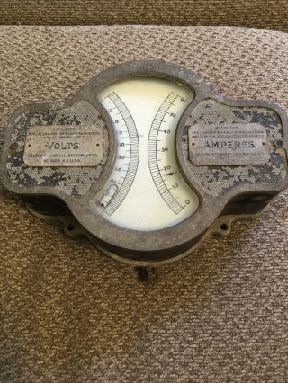 Rare 1898 Weston Model R Meter (volts & Amperes) For Antique Electric Automobile