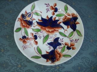 Old Antique Welsh Gaudy Hand Painted Imari Pattern Porcelain Dish Plate C.  1830 - 4