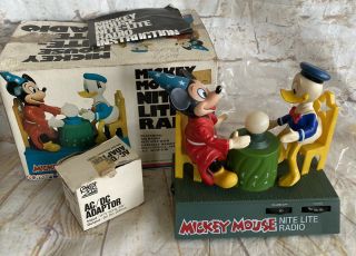 Rare Disney 1970s Mickey Mouse & Donald Duck Nite - Lite Radio W/original Box