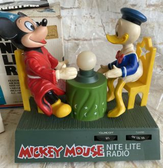RARE DISNEY 1970s MICKEY MOUSE & DONALD DUCK NITE - LITE RADIO W/ORIGINAL BOX 2