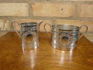 Antique Martin Hall And Co Sugar Bowl And Milk Cream Jug Silver Plated