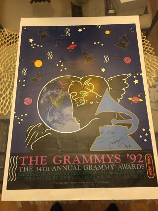 Peter Max Signed Autographed 1992 Grammys Award Poster/Lithograph Rare HTF 2
