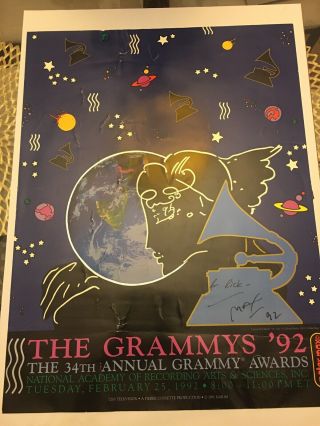 Peter Max Signed Autographed 1992 Grammys Award Poster/Lithograph Rare HTF 3