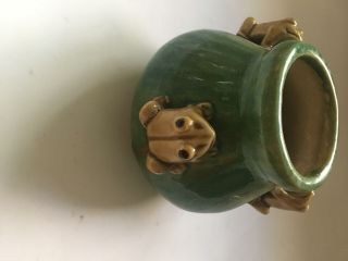 Decorative Ceramic Frog Pot Green 12 Oz Round