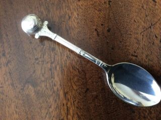Antique Silver Plated Curling Stone Topped Spoon.  Scottish Sport Curling.