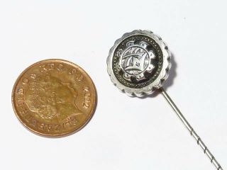 Antique Victorian Silver Stick Pin Tie Pin Stock Brooch Scallop Edge Circle