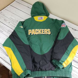 Vintage Rare 90’s Green Bay Packers Reebok Pro Line Jacket W/ Hood Size Xl Mens