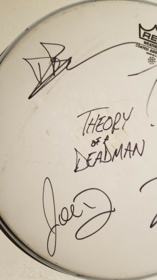 Rare THEORY OF A DEADMAN White Drumhead Signed Autographed by All.  Stage 3