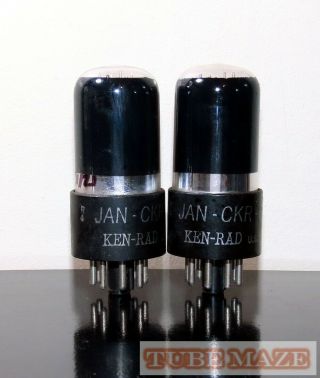 Rare Matched Pair Ken - Rad Jan - Ckr - 6sn7gt/vt - 231/ecc32 Tubes Black Glass