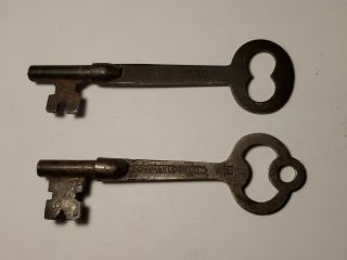 (1 Vintage Antique Norwalk Lock Co.  3” Long) & (1 Penn 3 1/8 ") Skeleton Keys