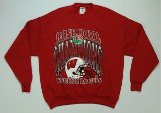 Rare Vtg Wisconsin Badgers Rose Bowl Champions 1999 Crewneck Sweatshirt 90s Xl