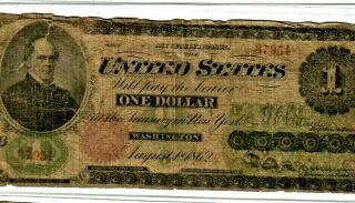 $1 " 1862 " (chase) $1 " 1862 " $1 1862 " (chase) Rare 1862 " Samuel Chase " Rare