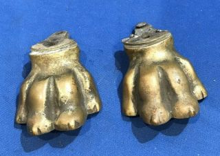 2 Brass Antique Cast Brass Feet For Clock,  Box Front,  Cabinet Etc