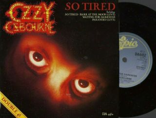 Ozzy Osbourne So Tired Rare Double 45 Record Pack Uk Import Metal Bark At Moon