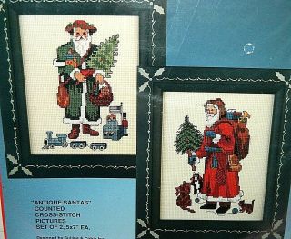 Bucilla Antique Santas Christmas Cross Stitch Kit Set of 2 5 