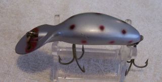 Vintage Heddon Tadpolly Spook Lure 10/23/20p 3 " Silver Red Spot