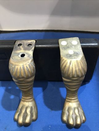 2 Tall Brass Antique Cast Brass Feet For Clock,  Box Front,  Cabinet Etc