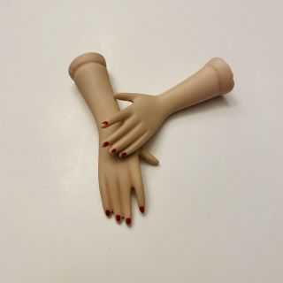 Vintage Doll Arms 2 3/4” Hands Delicate Fingers Painted Nails Parts Porcelain