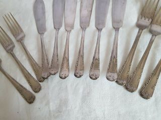 Art Deco Vintage 12 Piece Fish Knife & Fork - Silver Plated EPNS Cutlery 3