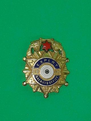 Rare 1940 Los Angeles Co.  Sheriff ' s Expert Shooting Pin 2