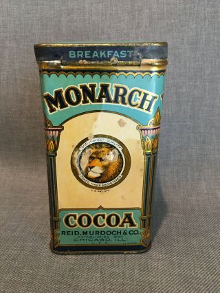 Vintage Antique MONARCH Breakfast Cocoa Tin - Net Weight 16 oz 3