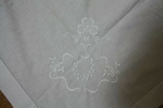 Vintage Cotton Table Cloth White Embroidery Ladder Stitch 34 X 34 " 5621