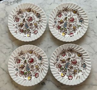 Set Of 4 Antique Johnson Brothers Bros Staffordshire Bouquet Dinner Plates Vgc