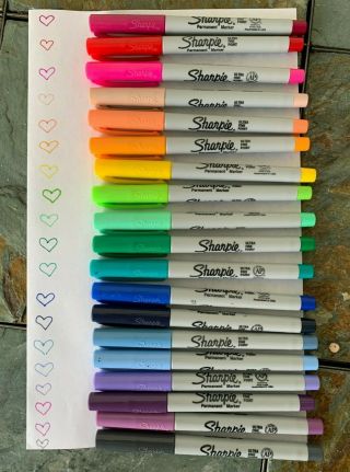 sharpie ultra fine point permanent markers,  19 count,  rarely, 2