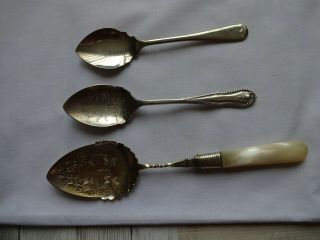 Vintage Silver Plated Buffet Items X 3 Jam/sauce Spoons