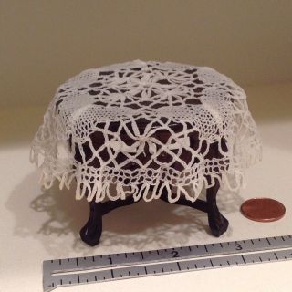 1 Rare 1:12 Scale Miniature 4 3/4 " (fancy) Doilie Dollhouse Table Cloth.  Ooak