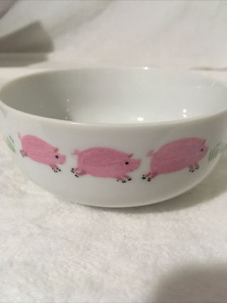 Vintage Rare Three Little Pigs Baby Childs Bowl 6.  5” Ceramic 2