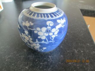 Antique Chinese Porcelain Prunus Ginger/tea Jar Vase - Kangxi - Double Ring Mark
