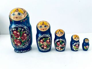 5 Piece Russian Matryoshka Nesting Doll Hand Painted Shape