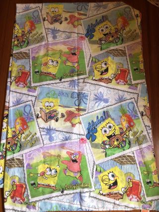 Vintage Very Rare Spongebob Postcards Twin Flat Sheet Nickelodeon