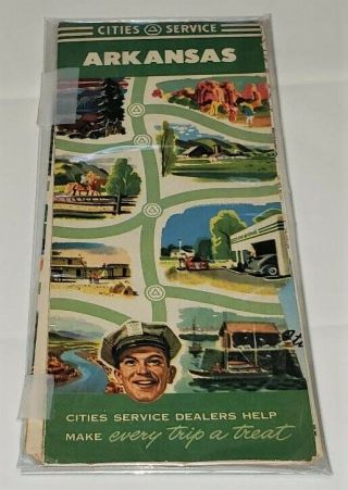Vintage 1949 Cities Service Oil And Gas Arkansas Road Map