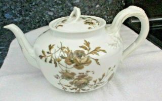 Antique Haviland & Co.  Limoges Teapot - Gold And Brown Roses W Vine
