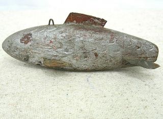 Vintage Old Fish Decoy Hand Made Folk Art Carved Wooden Minnesota No Tail Fin