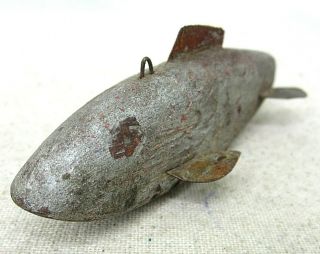 Vintage Old Fish Decoy Hand Made Folk Art Carved Wooden Minnesota No Tail Fin 2