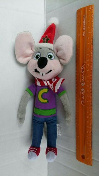 Chuck E Cheese Mouse Plush Stuffed Animal Toy Christmas Hat