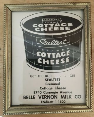 Rare Old Vintage Sealtest Creamed Cottage Cheese Ad Cleveland Framed