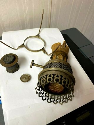 Antique Rayo Kerosene Oil Lamp Burner Flame Spreader & Shade Ring
