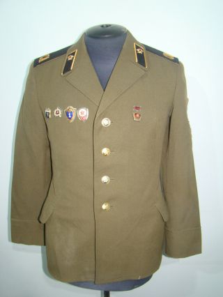Rare Sz.  46 - 3 Soviet Soldier Jacket Uniform Railway Troops Uniform,  Badges 1980