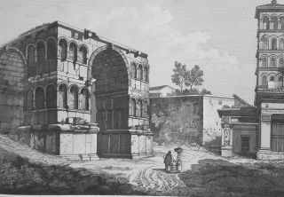 1830s View Of Rome Arch Of Janus Quadrifonte - Antique Print Copperplate